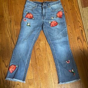 Who What Where jeans with colorful nature patches